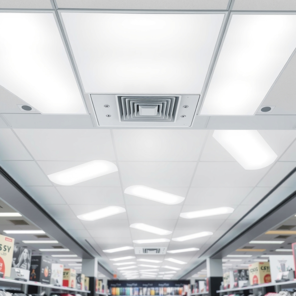 Commercial retail space illuminated with modern LED lighting